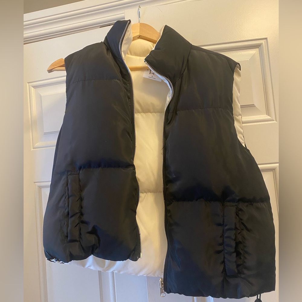 Faded Rose Black and White Puffer Vest